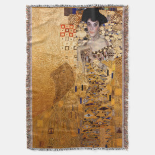 Gustav Klimt portrait of Adel Bloch Bauer 1907 Throw Blanket