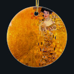 Gustav Klimt Portrait of Adele Bloch Bauer Ceramic Tree Decoration<br><div class="desc">Ornament featuring Gustav Klimt’s oil painting Portrait of Adele Bloch Bauer I (1907). A beautiful woman wears a golden and geometric dress in front of a gold background. A great gift for fans of Art Nouveau and Austrian art.</div>