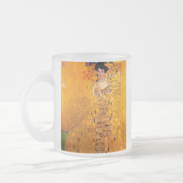 Gustav Klimt Portrait of Adele Bloch Bauer Frosted Glass Coffee Mug (Left)