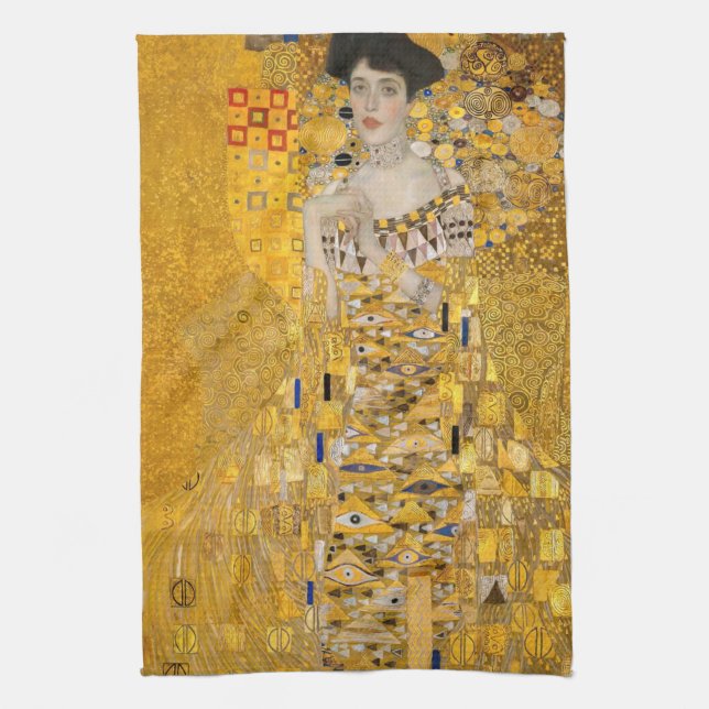 Gustav Klimt - Portrait of Adele Bloch-Bauer I Tea Towel (Vertical)