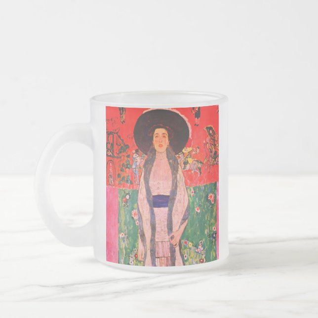 Gustav Klimt Portrait of Adele Bloch-Bauer II Frosted Glass Coffee Mug (Left)