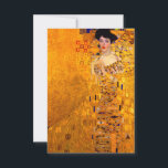 Gustav Klimt Portrait of Adele Bloch Bauer Invitation<br><div class="desc">Card featuring Gustav Klimt’s oil painting Portrait of Adele Bloch Bauer I (1907). A beautiful woman wears a golden and geometric dress in front of a gold background. A great gift for fans of Art Nouveau and Austrian art.</div>