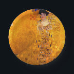 Gustav Klimt Portrait of Adele Bloch Bauer Paper Plate<br><div class="desc">Paper Plates featuring Gustav Klimt’s oil painting Portrait of Adele Bloch Bauer I (1907). A beautiful woman wears a golden and geometric dress in front of a gold background. A great gift for fans of Art Nouveau and Austrian art.</div>