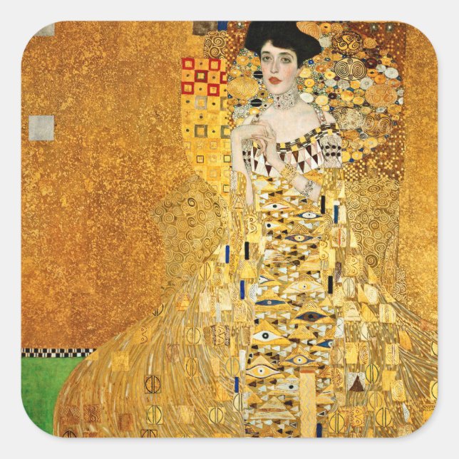 Gustav Klimt - Portrait Of Adele Bloch Bauer Square Sticker (Front)