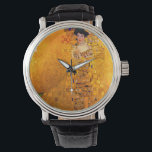 Gustav Klimt Portrait of Adele Bloch Bauer Watch<br><div class="desc">Watch featuring Gustav Klimt’s oil painting Portrait of Adele Bloch Bauer I (1907). A beautiful woman wears a golden and geometric dress in front of a gold background. A great gift for fans of Art Nouveau and Austrian art.</div>