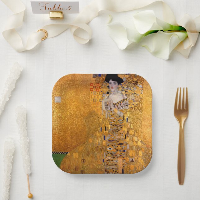 Gustav Klimt Portrait Paper Plate (Wedding)