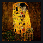 Gustav Klimt Poster The Kiss<br><div class="desc">An Austrian symbolist painter,  1862 - 1918.
This is an oil painting with layers of gold leaf applied which gives it a striking appearance.</div>