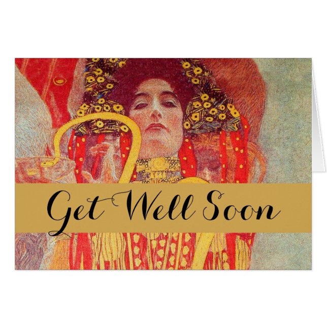 Gustav Klimt Red Woman Gold Snake Painting (Front Horizontal)