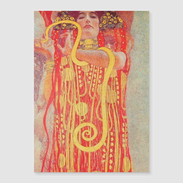 Gustav Klimt Red Woman Gold Snake Painting (Front)
