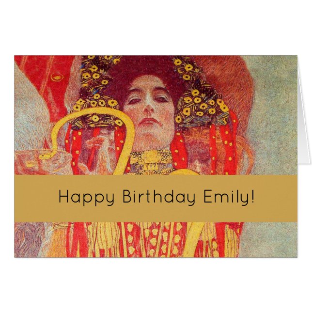 Gustav Klimt Red Woman Gold Snake Painting (Front Horizontal)