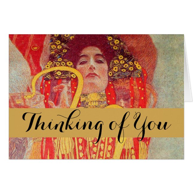 Gustav Klimt Red Woman Gold Snake Painting (Front Horizontal)