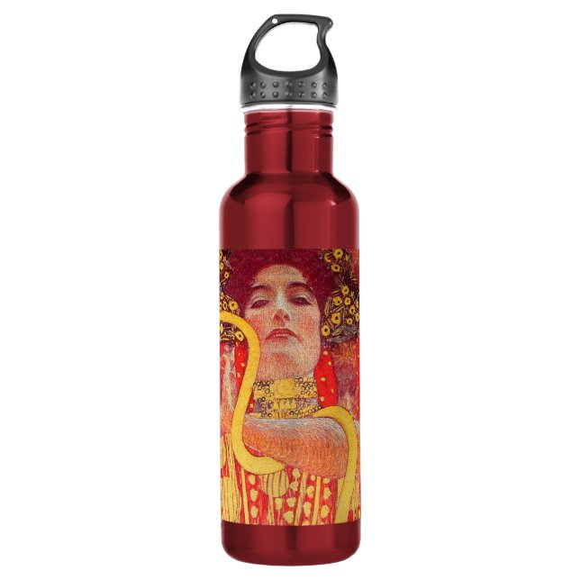 Gustav Klimt Red Woman Gold Snake Painting 710 Ml Water Bottle (Front)