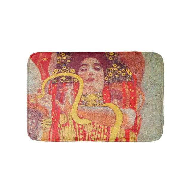 Gustav Klimt Red Woman Gold Snake Painting Bath Mat (Front)
