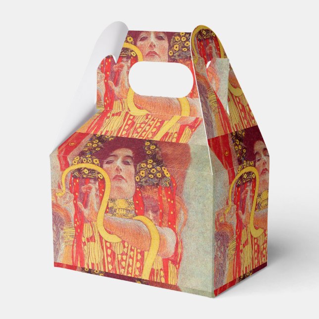 Gustav Klimt Red Woman Gold Snake Painting Favour Box (Front Side)