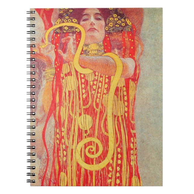 Gustav Klimt Red Woman Gold Snake Painting Notebook (Front)