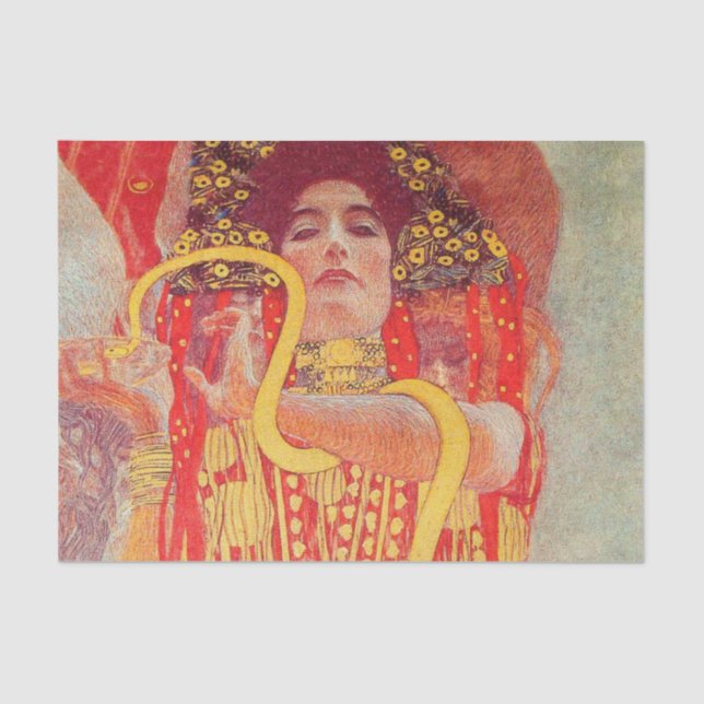 Gustav Klimt Red Woman Gold Snake Painting Tissue Paper (Front)
