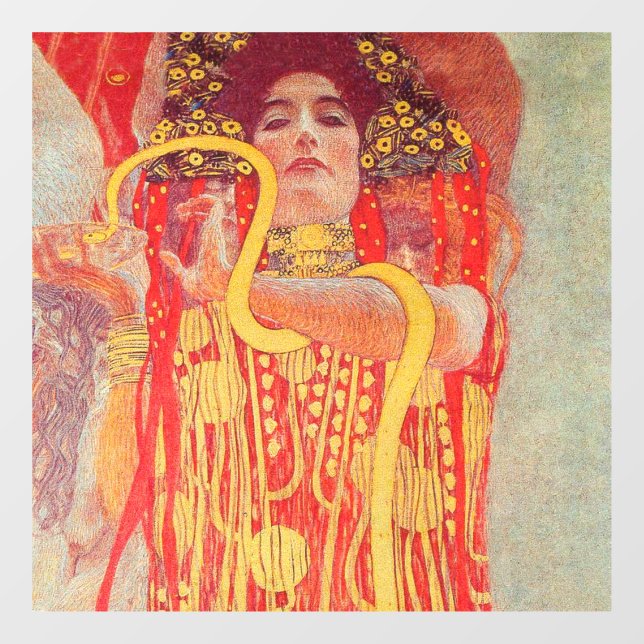 Gustav Klimt Red Woman Gold Snake Painting Window Cling (Sheet)