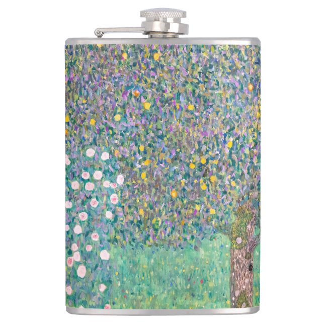 Gustav Klimt - Rosebushes under the Trees Hip Flask (Front)