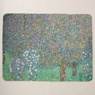 Gustav Klimt - Rosebushes under the Trees Sherpa Blanket