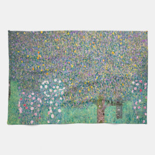 Gustav Klimt - Rosebushes under the Trees Tea Towel