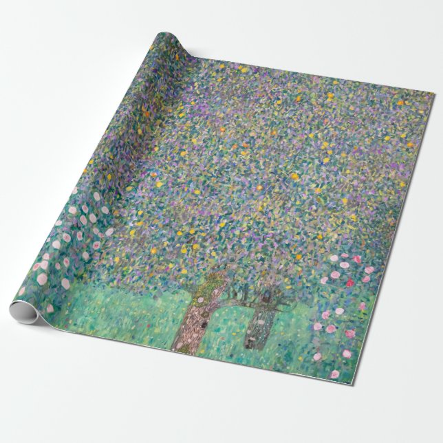 Gustav Klimt - Rosebushes under the Trees Wrapping Paper (Unrolled)