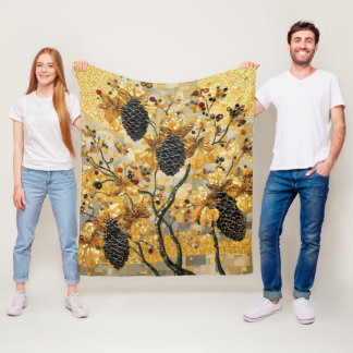 gustav klimt Rustic Pinecone Holiday Winter Bathro Fleece Blanket