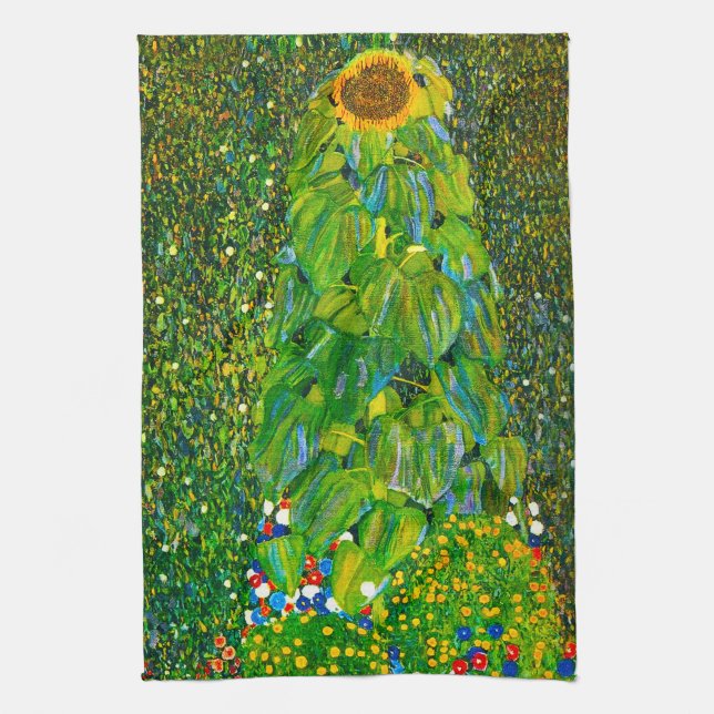 Gustav Klimt Sunflower Kitchen Towel (Vertical)
