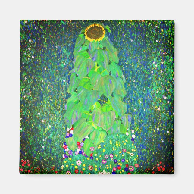 Gustav Klimt Sunflower Magnet (Front)