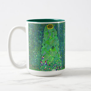 Gustav Klimt Sunflower Two-Tone Coffee Mug