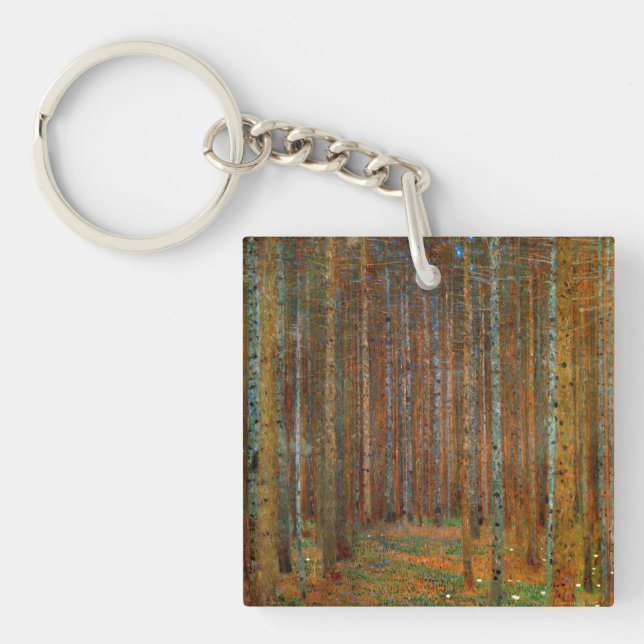 Gustav Klimt - Tannenwald Pine Forest Key Ring (Front)