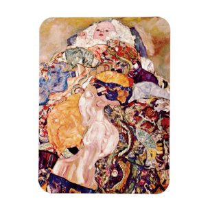 Gustav Klimt - The Baby Cradle - Newborn Magnet