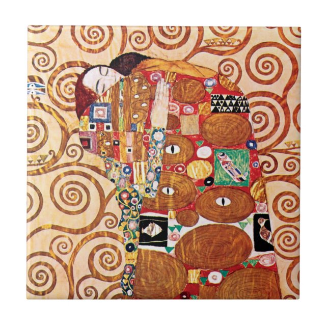 Gustav Klimt - The Embrace - Fine Art Painting Tile (Front)