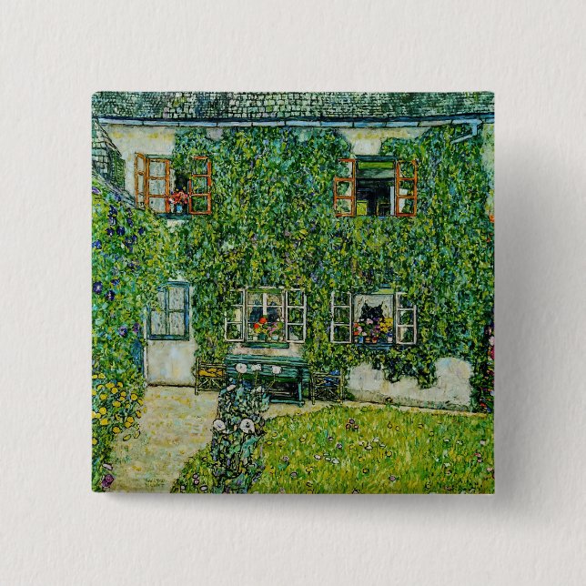 Gustav Klimt - The House of Guardaboschi 15 Cm Square Badge (Front)
