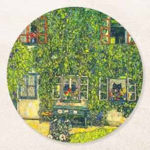 Gustav Klimt The House of Guardaboschi Round Paper Coaster