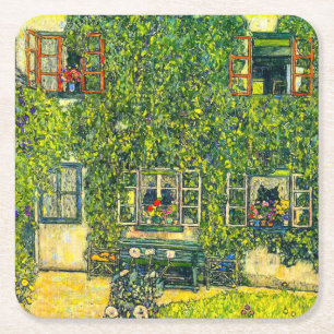 Gustav Klimt The House of Guardaboschi Square Paper Coaster