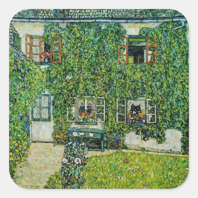 Gustav Klimt - The House of Guardaboschi Square Sticker (Front)