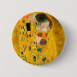 Gustav Klimt The Kiss 6 Cm Round Badge<br><div class="desc">Button featuring Gustav Klimt’s oil painting with gold leaf The Kiss (1908). A man and woman,  wearing brilliant golden colours,  lovingly embrace and kiss in a field of flowers. A great gift for fans of Art Nouveau and Austrian art.</div>