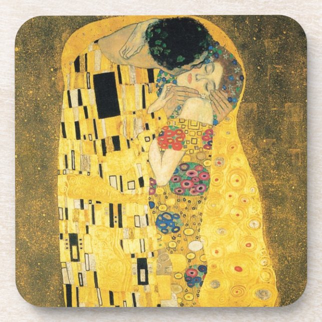 Gustav Klimt The Kiss Art Cork Coaster (Front)