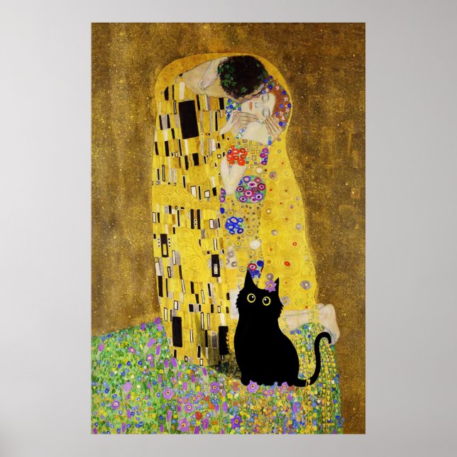 Gustav Klimt The Kiss Cat Poster (Front)