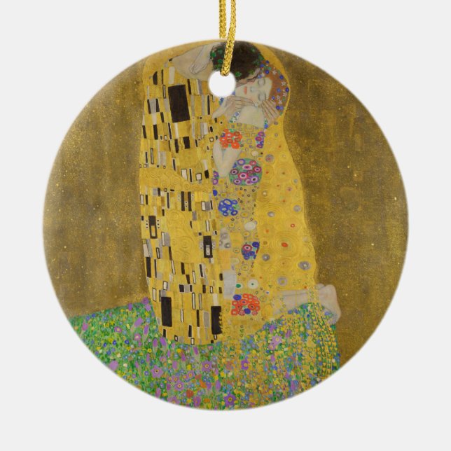 Gustav Klimt "The Kiss" Ceramic Tree Decoration (Front)