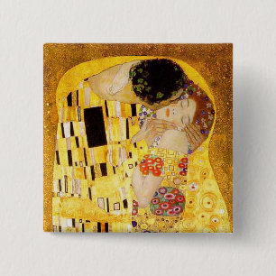 Gustav Klimt The Kiss Classic Painting 15 Cm Square Badge