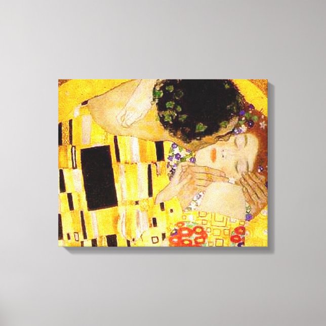 Gustav Klimt The Kiss Classic Painting Canvas Print (Front)