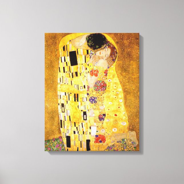 Gustav Klimt The Kiss Classic Painting Canvas Print (Front)
