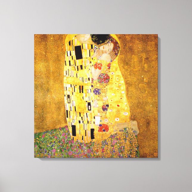Gustav Klimt The Kiss Classic Painting Canvas Print (Front)