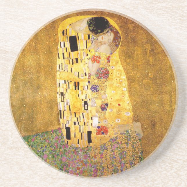 Gustav Klimt The Kiss Classic Painting Coaster (Front)