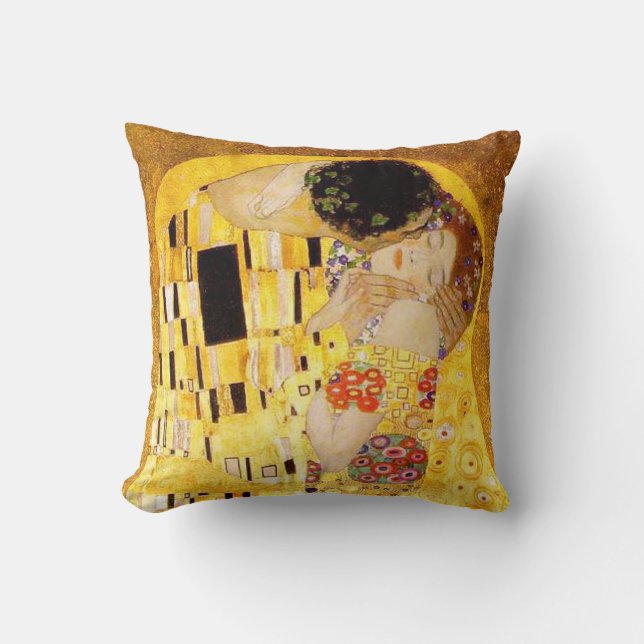 Gustav Klimt The Kiss Classic Painting Cushion (Front)