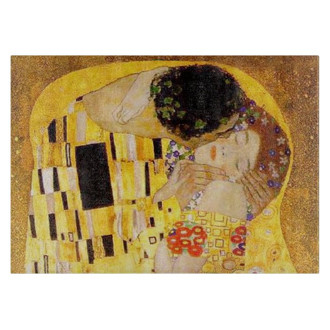 Gustav Klimt The Kiss Classic Painting Cutting Board (Front)