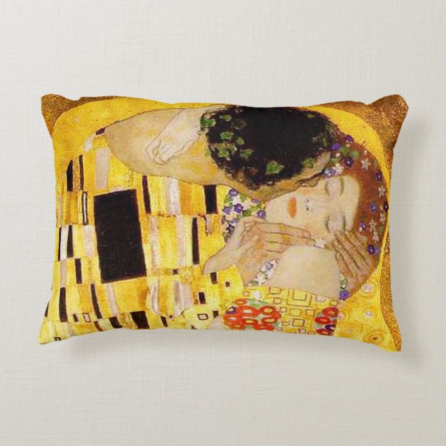 Gustav Klimt The Kiss Classic Painting Decorative Cushion (Back)