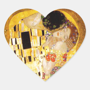 Gustav Klimt The Kiss Classic Painting Heart Sticker
