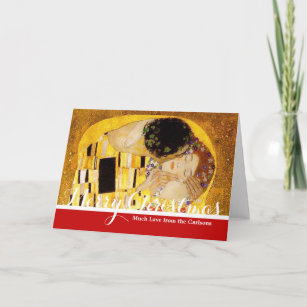 Gustav Klimt The Kiss Classic Painting Holiday Card